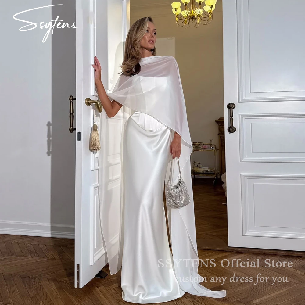 

SSYTENS Charming Mermaid Wedding Dresses With Scarf Women 2026 Open Back Strapless Solid Bridal Gown Vestidos De Noiva Customize