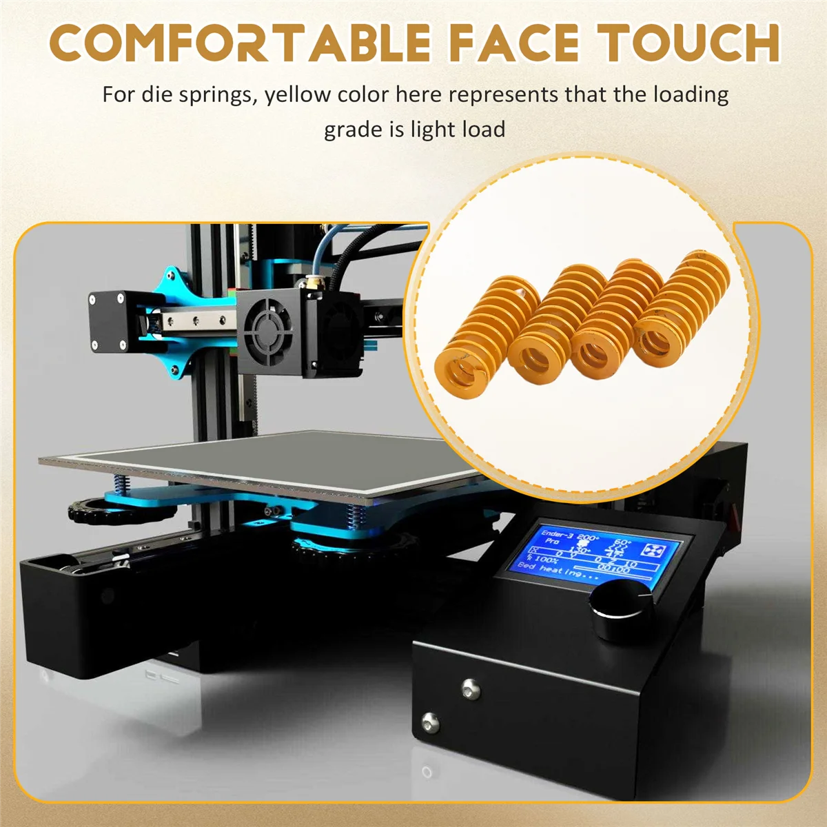 طابعة ثلاثية الأبعاد سرير حراري تسوية زنبركية 8X20mm ضغط أصفر لـ Creality Ender 2 3 Pro CR-10S PRO Hotbed (10 قطع) ساخن