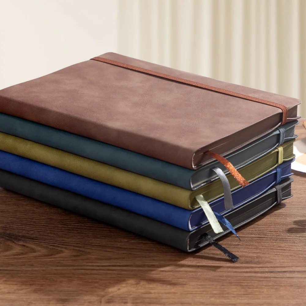 A5 Thicken Soft Leather Strap Notebook Business Office Notepad Waterproof Cover Student Diary High-Quality Paper Eye Protection