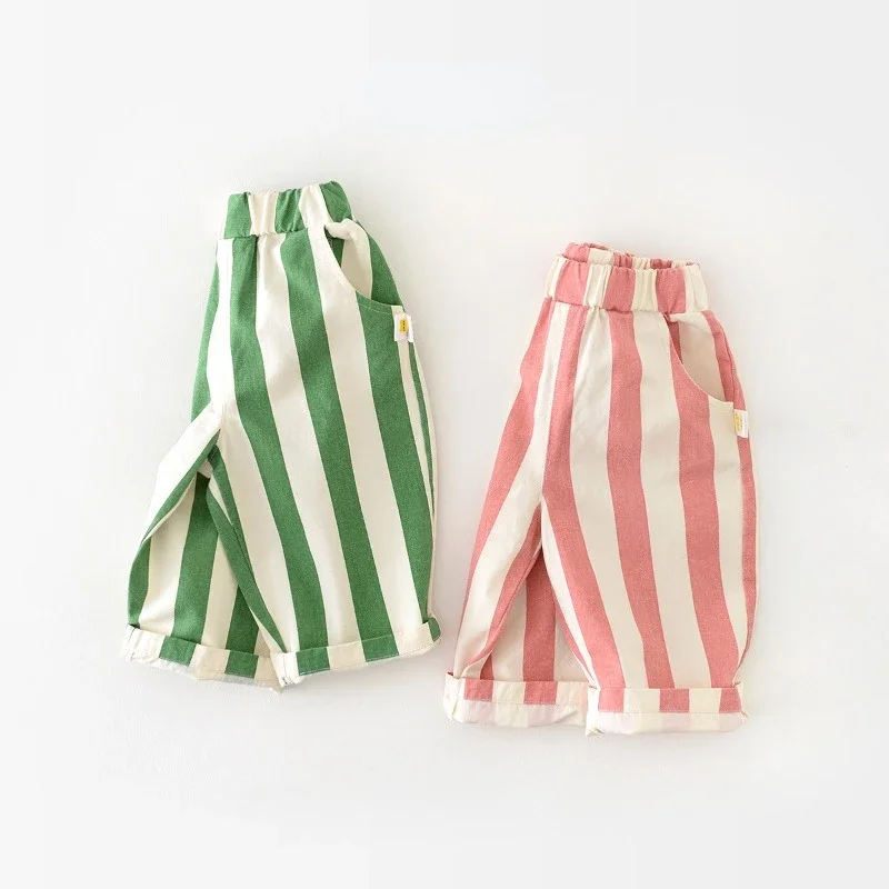 

HoneyCherry Infant Spring Pants High-waisted Colorful Striped Casual Pants Children Korean Fashion Out Pants Boy Clothes