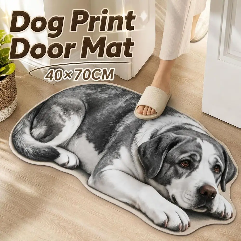 Durable Diatomite Dog Print Door Mat Absorbent Lifelike Animal Floor Rug Irregular Stain-resistant Pet Doormat Hallway
