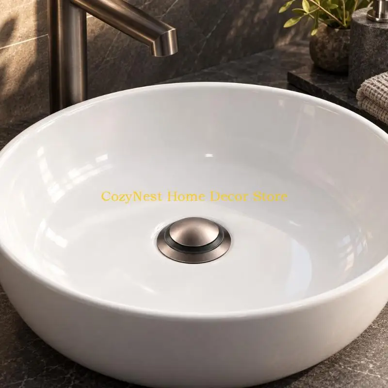 92MF Press-Operated Bathroom Sink Drain Strainer with Debris Filter Basket