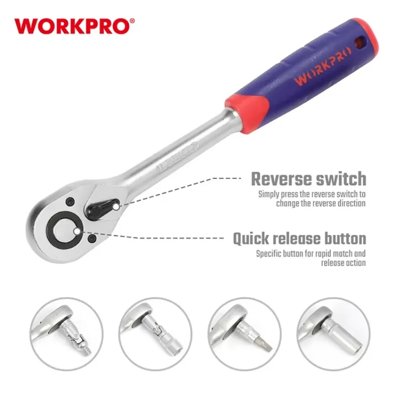 Professional 108pcs 1/2\" 1/4\" Dr Inch Hand Tools Socket Wrench Set Flexible Universal for Cars Tool Set view 5
