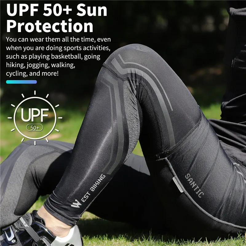 WEST BIKING Men Women Sports Compression Leg Sleeves MTB Bike Bicycle Leg Warmers Sun Protection Cycling  Basketball Leggings