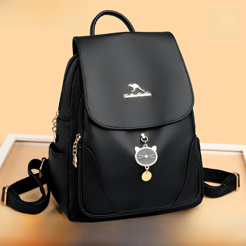 

Casual Large Capacity Leather Shoulder Bag Women's Soft Top Layer Cowhide Backpack Fashionable Versatile Brand New 2026 Model