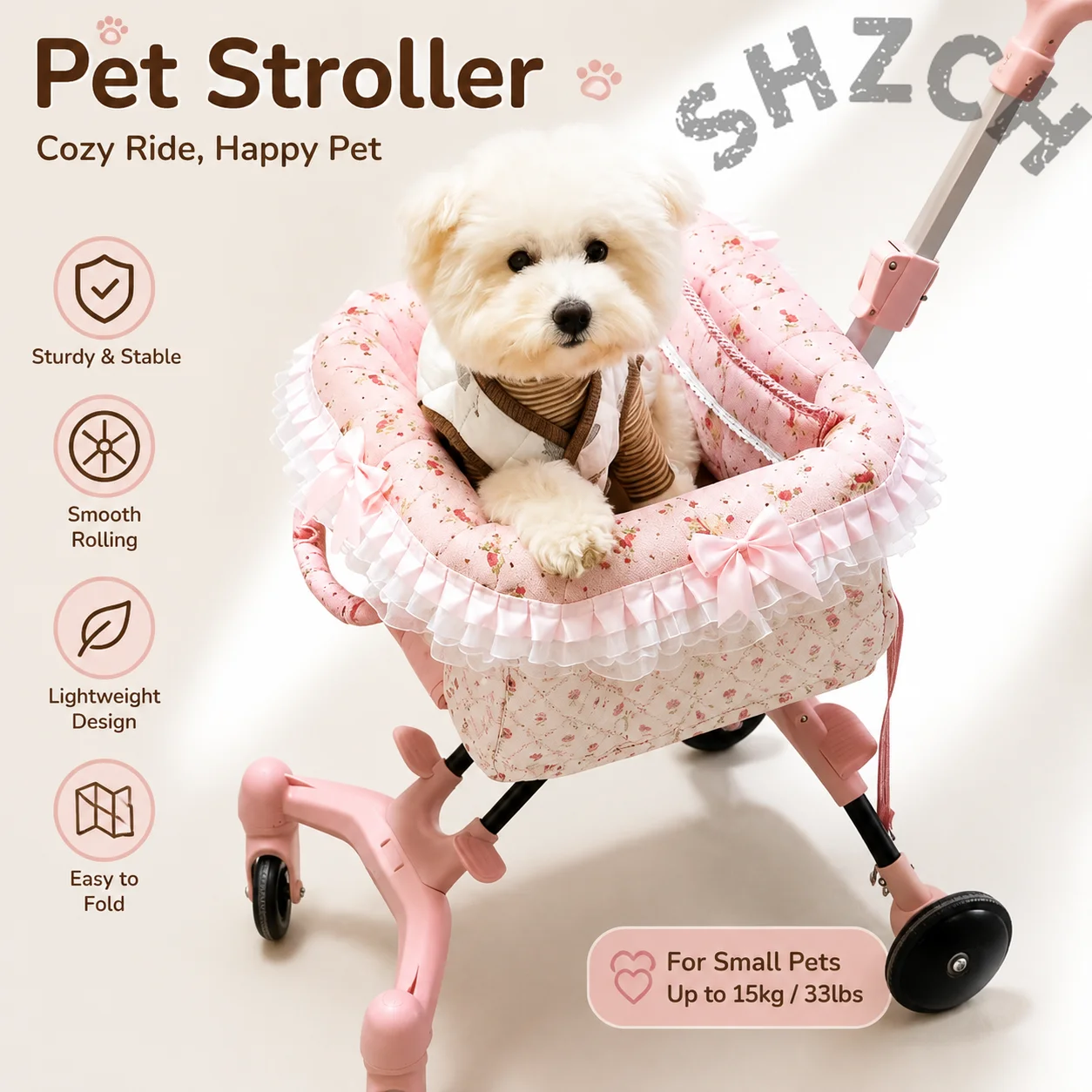 Compact Foldable Pet Cart Lightweight Shopping Cart Small Portable Go out Pet Carrier