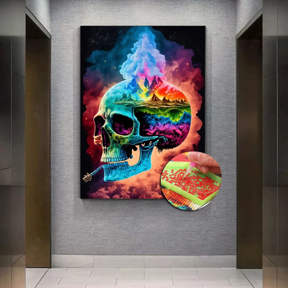 Vision Time  Diamond Painting Full Square/Round Diamond Skull Fantasy Pattern Embroidery Cross Stitch Rhinestone Hallowen Gift