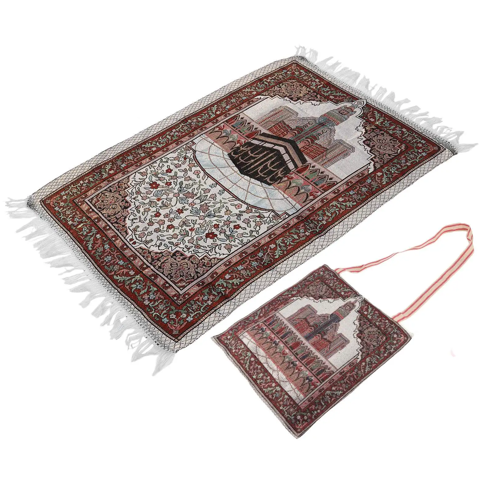 

Muslim Prayer Mat Thick Cotton Pilgrimage Carpet Muslim Praying Rug with A Cloth Bag for Pilgrimage