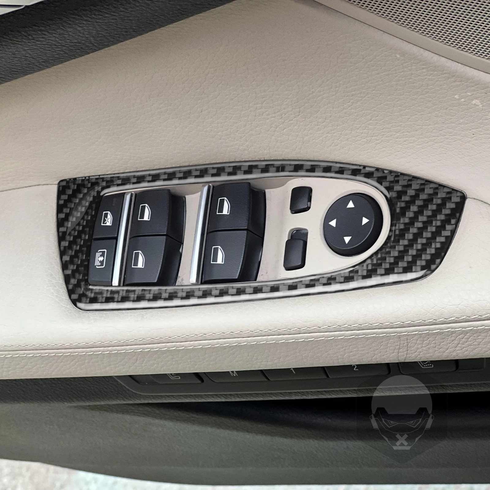 For BMW 7 Series F01 2009-2014 Carbon Fiber Gear Shift Window Lift Air Outlet Steering Wheel Dashboard Suit Car Interior Sticker