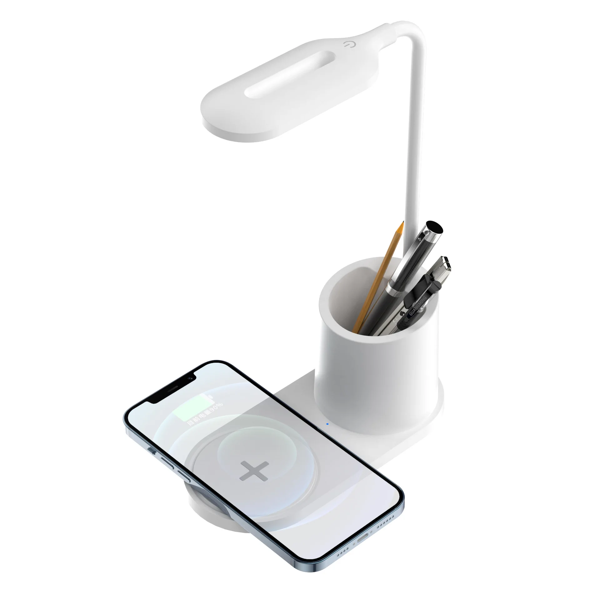 Table Lamp with wireless phone Charger Touch Control Pencil Holder and Eye Protection Portable and Fast Charging 3 in 1 charger