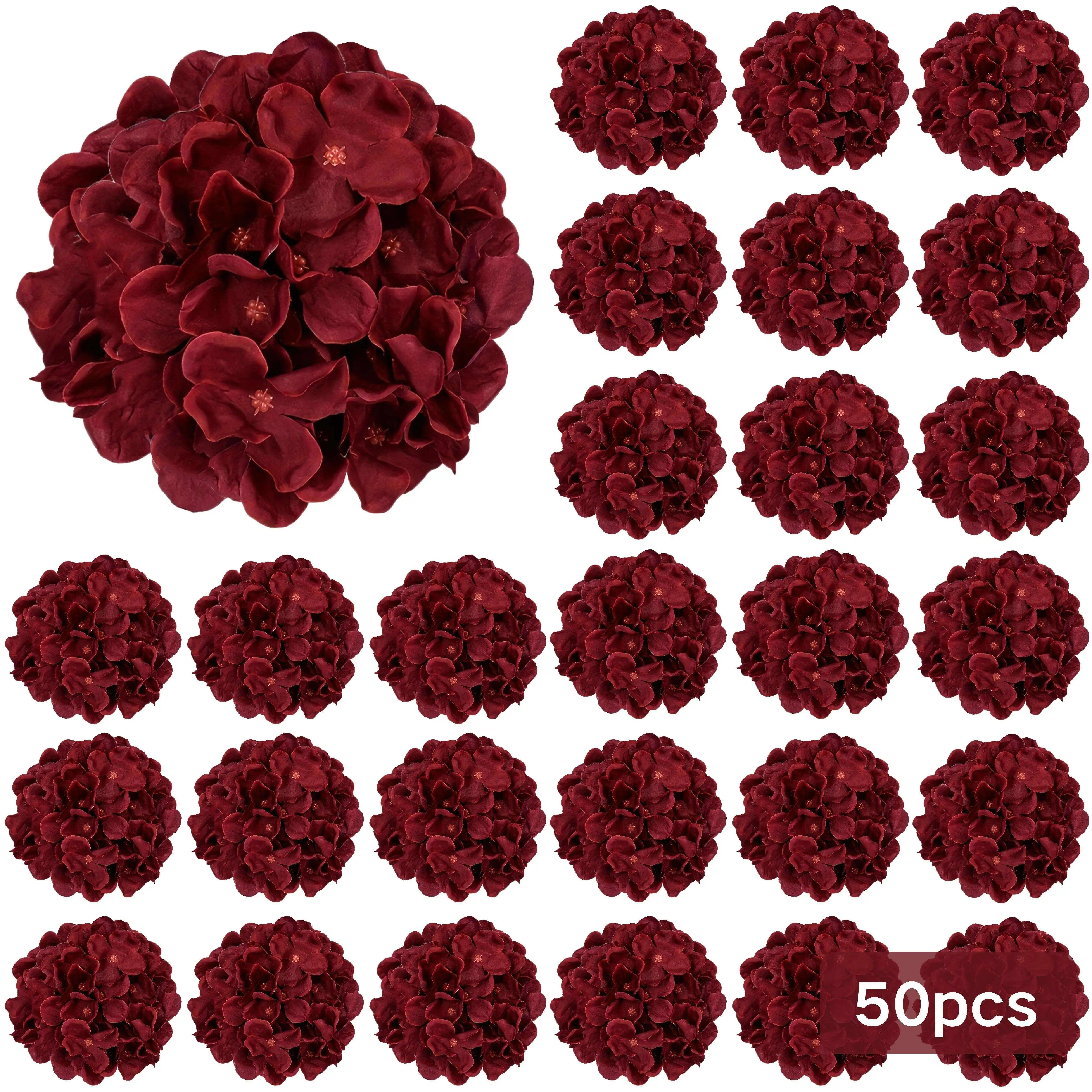 50 burgunderrote Hortensienköp – Florist Supply Bulk Bewertung und Preis