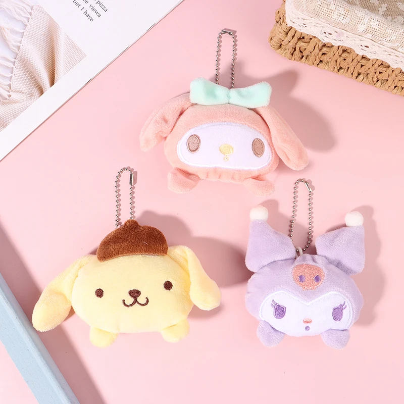 Sanrio ตุ๊กตาหนานุ่ม Cinnamoroll น่ารักจี้ kulomi นุ่มยัดไส้พวงกุญแจรถกระเป๋าเป้สะพายหลังตกแต่งพวงกุญแจถุงของขวัญสำหรับเด็ก