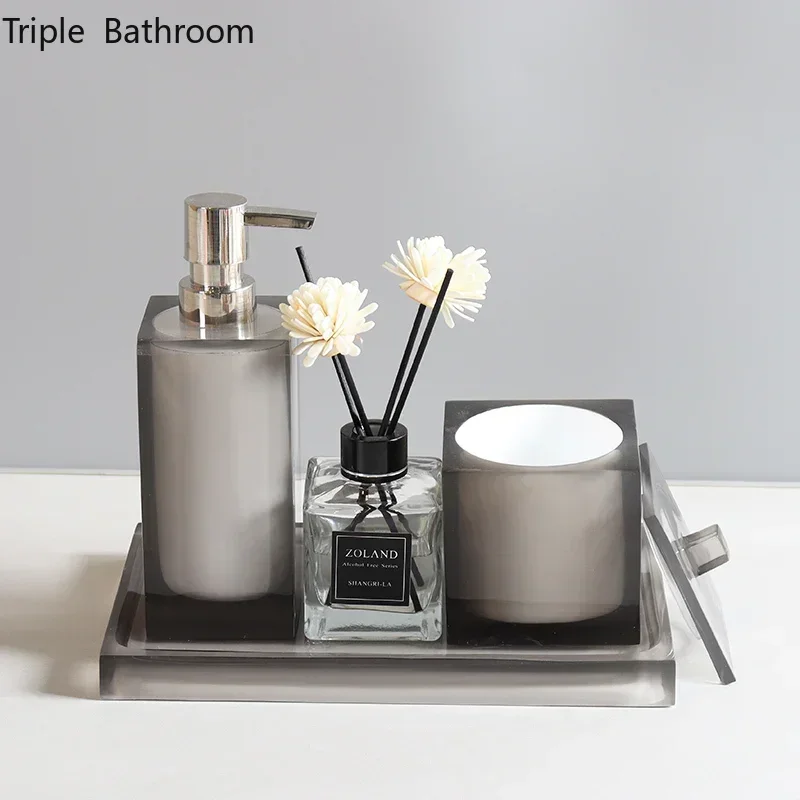 Bathroom Accessories Set High-end Resin Liquid Soap Dispenser Cotton Swab Box Trays Travel Portable Hotel Washing Tools