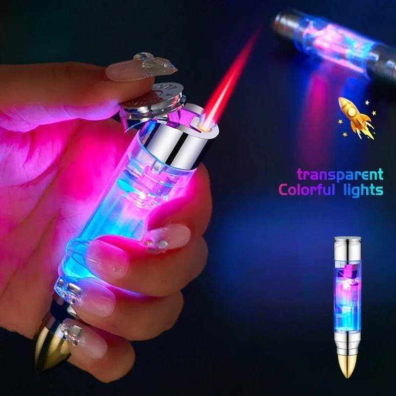 

New Windproof Transparent Inflatable Lighter Mini Jet Flame Color Light Torch Lighter Cigarette Accessories Smoking Gifts