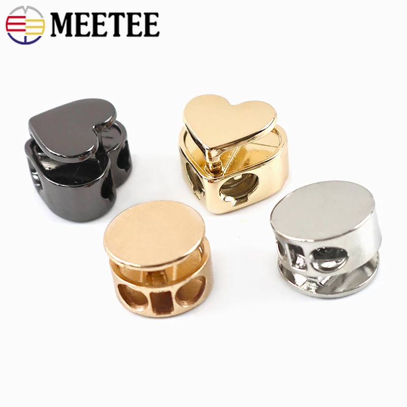 10/20/30/40/50P Metal Cord Lock Buckle Double Hole Spring Snap Button for Hat Bunge Rope End Drawstring Stopper Buckles Supplies