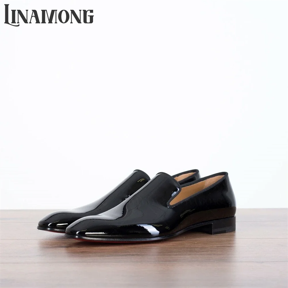 Loafers in Black Patent Calf Leather Classic Concise Style Elegant Business Dress Shoes Black Brown Matte Leather Handmade Shoes