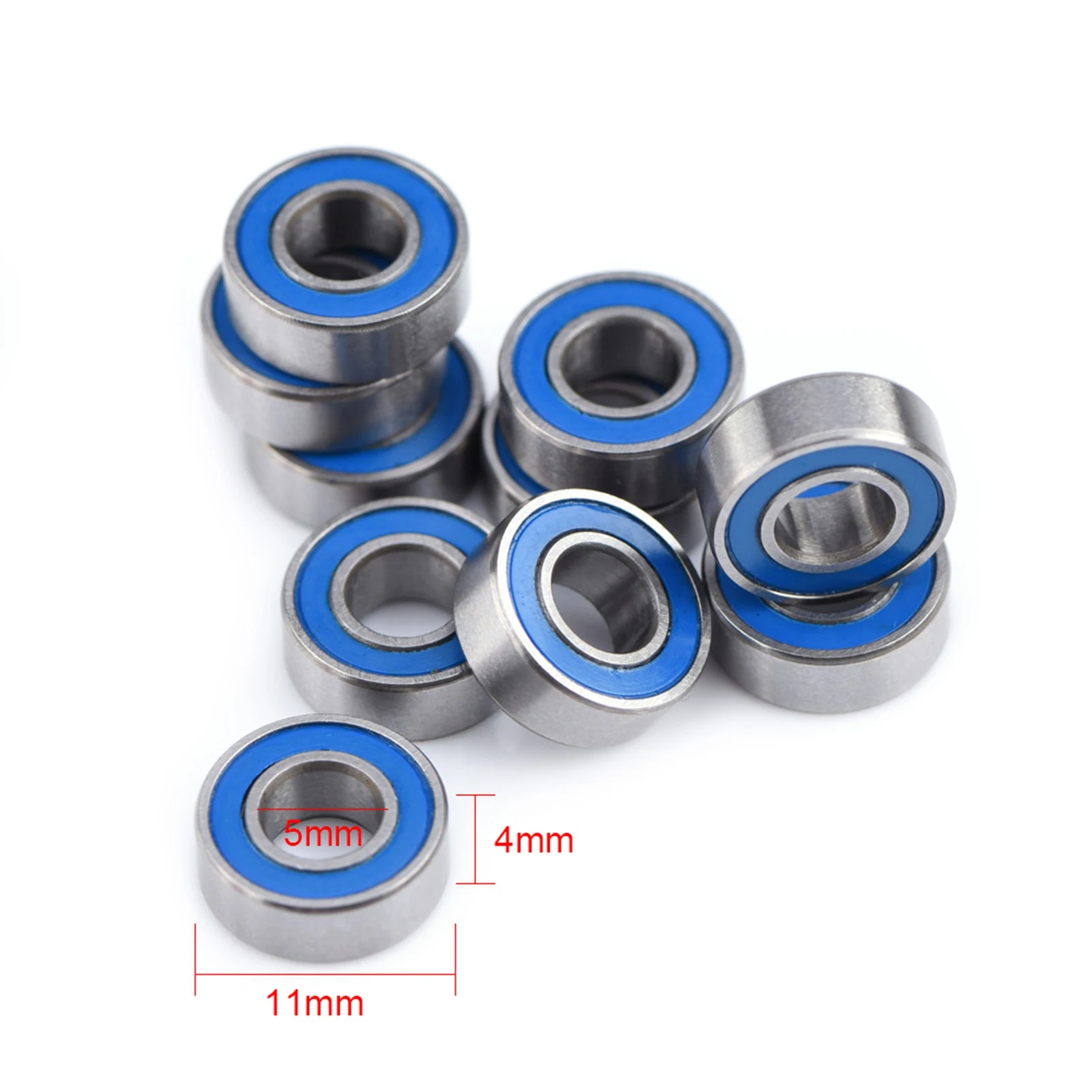 10pcs MR115-2RS Bearing Steel Double shielded Miniature Ball Bearings 5x11x4mm