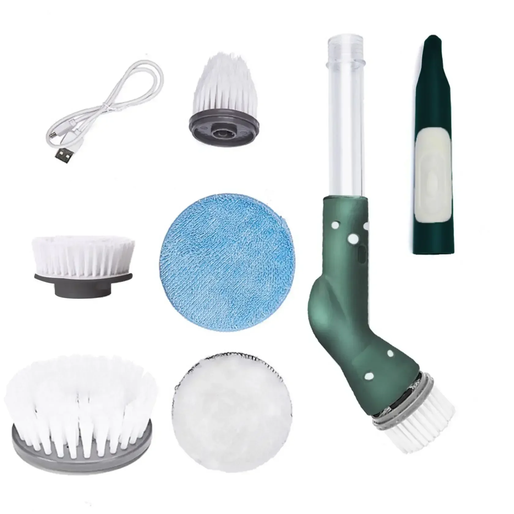 Electric Spin Scrubbers Cordless Spin Scrubbers With 5 Replaceable Brush Heads And Adjust Extension Handle Power Cleaning Brush