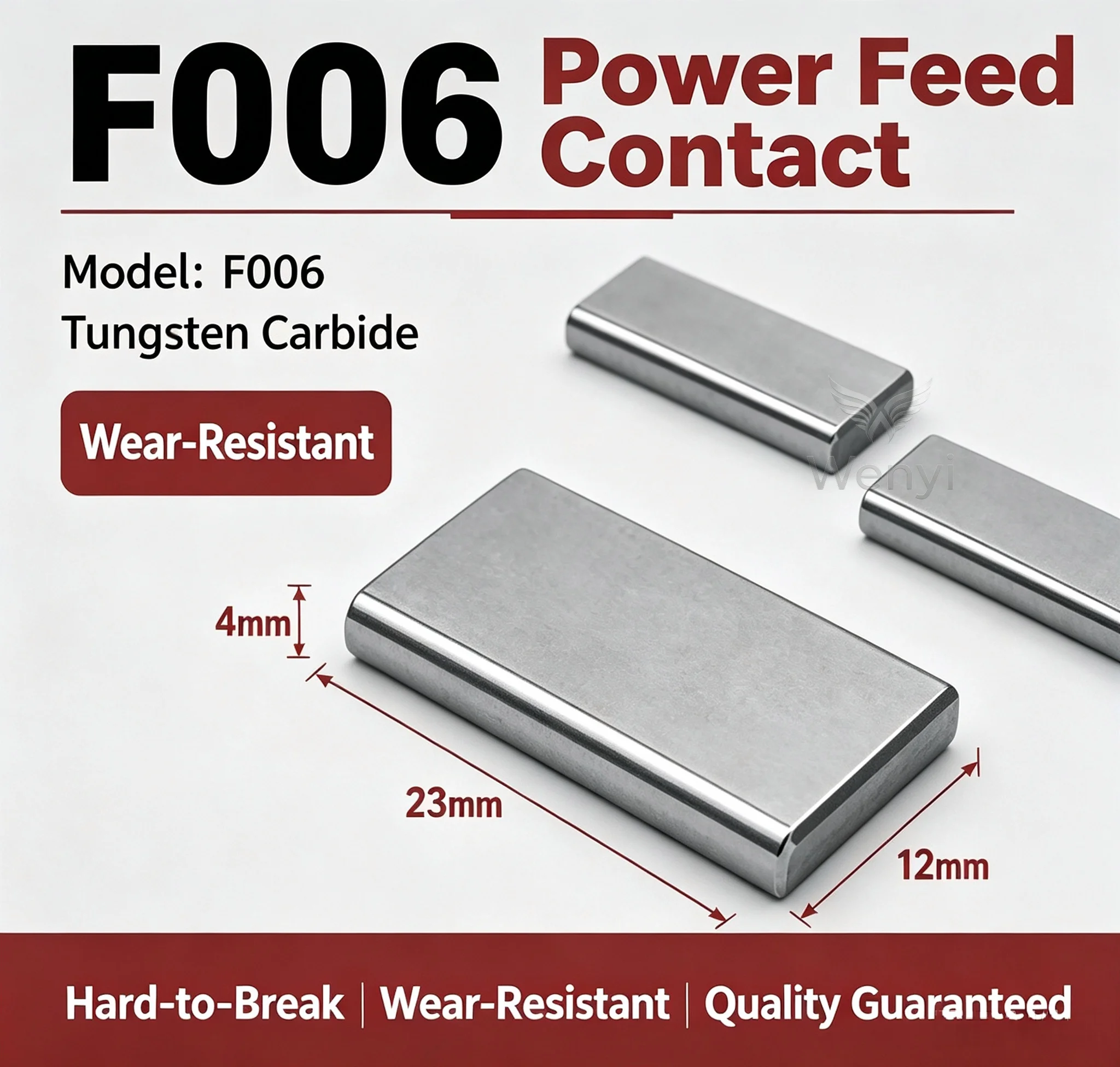 F006 Tungsten Carbide Power Feed Contact 23,24,24.5,26×12×4mm Conductive Block Spare Parts For Fanuc Slow Wire‑Cut EDM Machine