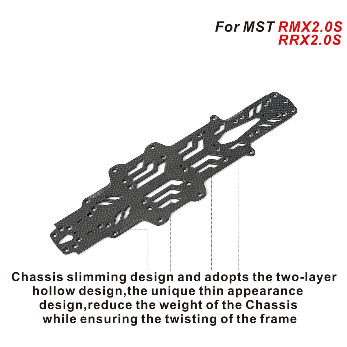 1:10 RC Car Carbon Fiber Chassis Frame Upgrade Kit For MST RMX 2.0S/ RRX2.0S Drift Chassis