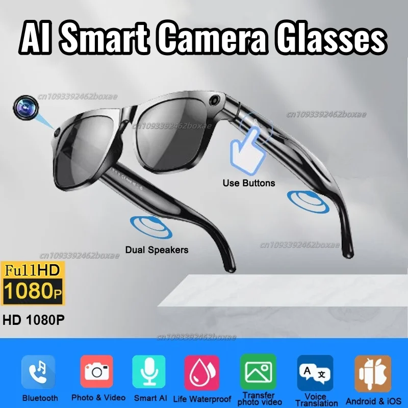 

1080p HD AI Смарт-очки GPT 100MP Камера Bluetooth Вызов Видео Перевод Голосовой помощник Управление Умные очки
