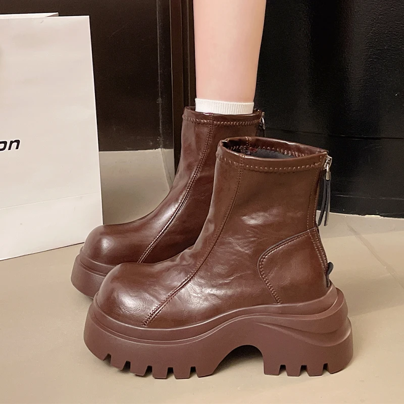 

High Heels Women's Ankle Boots Fashion Platform Sport Shoes Designer Winter Boots 2025 New Casual Goth Chelsea Botas De Mujer