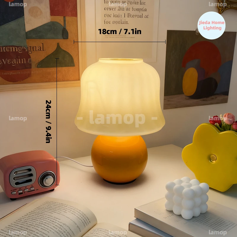 Murano Glass Flared Shade Jelly Table Lamp Gentle Ambient Glow Ins Style Lamp For Leisure Nook Homestay Interior Decoration