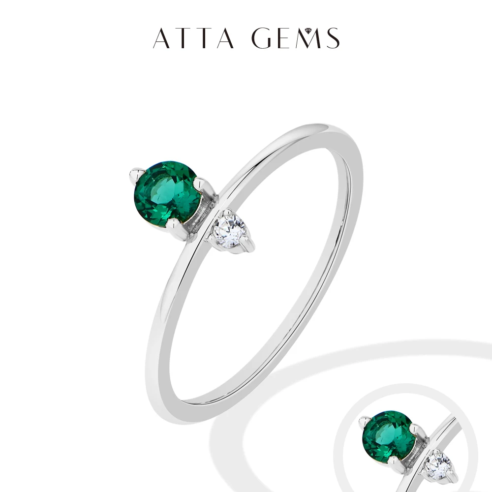 

ATTAGEMS Fashion Trend Lab Zambian Emerald Engagement Ring For Women S925 Sterling Silver Zircon Rings Anniversary Jewelry Gifts