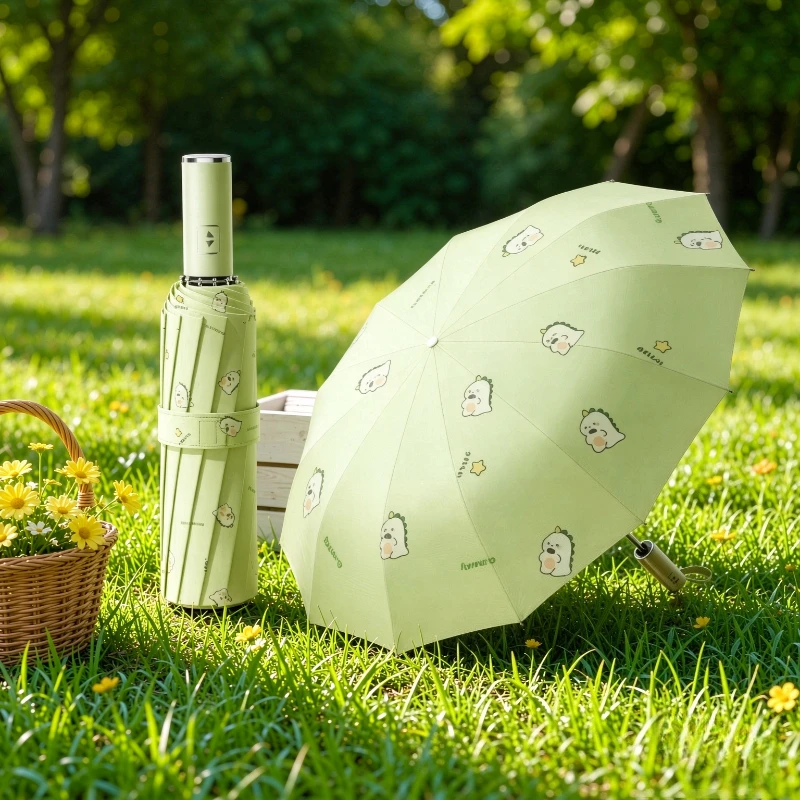 Fully Automatic Folding Umbrella UV Protection Lightweight Strong Frame Sun Rain Dual Purpose for Men Women Travel Use 접이식 우산