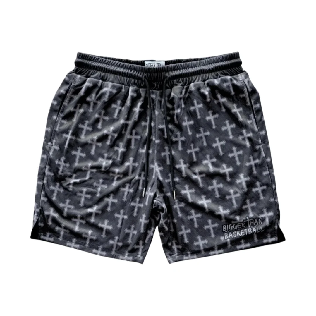 Cross Court God First Basketball Athleisure Shorts Summer Beach Shorts Family Matching for Daily Casual Training Quick-drying