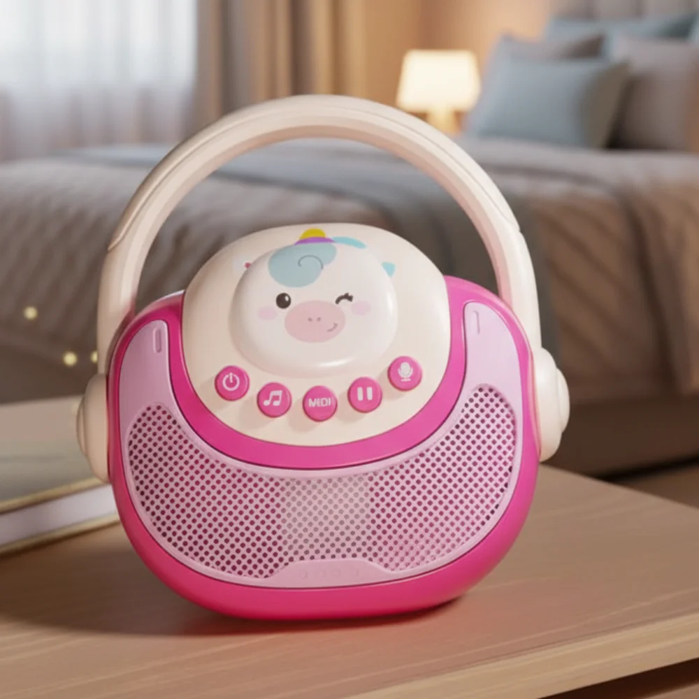 Brinquedo infantil de karaokê sem fio, conexão de telefone, máquina de cantar gravável, brinquedo educacional, alto-falante musical com luz, presentes de aniversário