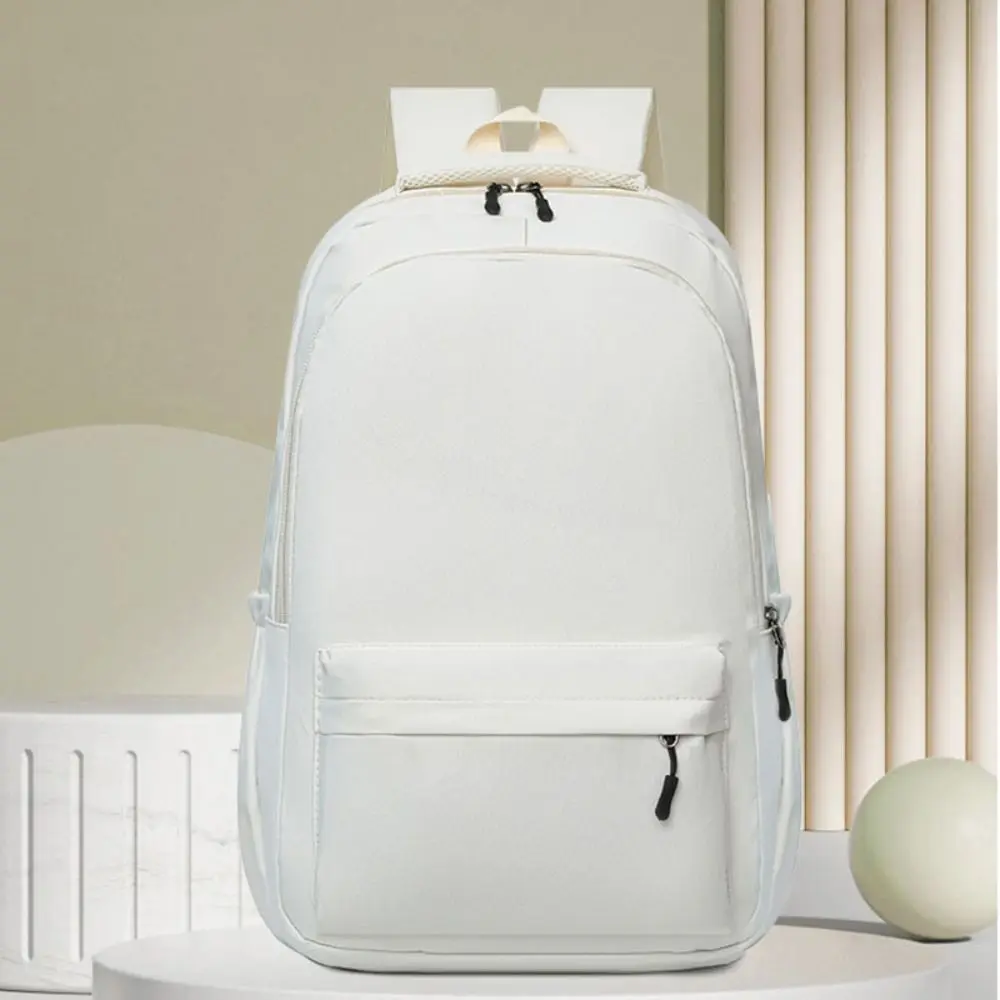 Solid Color Preppy Style Backpack Nylon Large Capacity Students School Bag Handbag Korean Style Teenagers Shoulder Bag Women