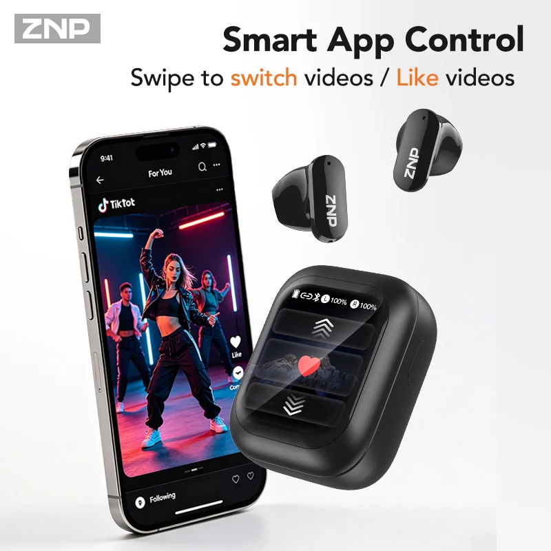 ZNP N04 TWS Wireless Earbuds With Touch Screen Bluetooth AI Translation Headphones Comfort Fit Noise Reduction Earphones - view 4