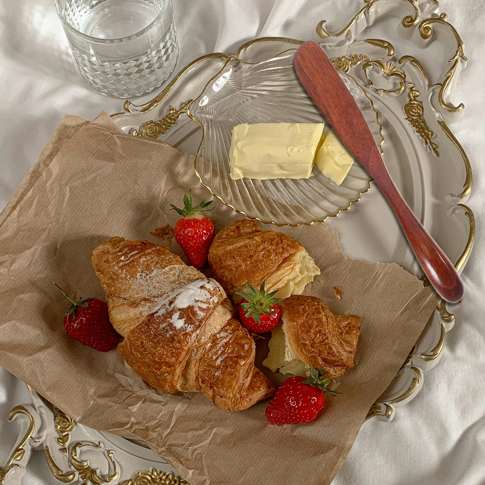 

5Pcs Wooden Butter Spreader Jam Cheese Knives Face Mask Sticks Bread Cutters Multipurpose Kitchen Baking Tools for Sandwich