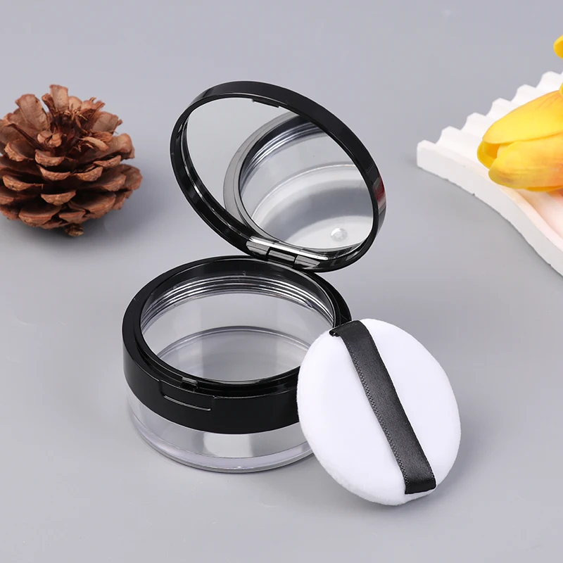 Powder Box Cosmetic Container Travel Empty Refillable Cosmetic Jar Pot Loose Face Powder Sifter Case With Mirror