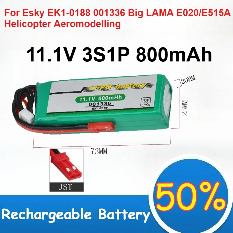 

11.1V 3S1P 800mAh Lithium Polymer Battery for Esky EK1-0188 001336 Big LAMA E020/E515A Helicopter Aeromodelling Battery
