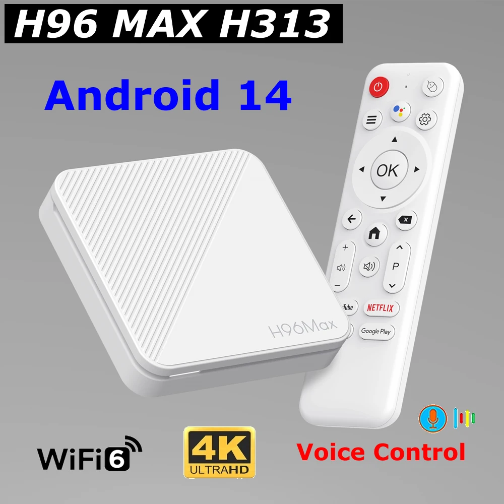 H96 Max H313 Android 14 TV Box Allwinner H313 Quad Core 2GB 16GB 8GB Control de voz WIFI6 HDR 4K reproductor multimedia de Youtube