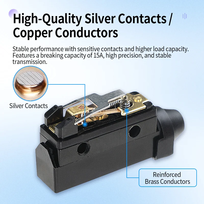 ZHICAN D4MC Series Travel Limit Switch Roller Button Self-Reset Silver Contact Plunger Rocker 1000/2000/5000/5020/5040