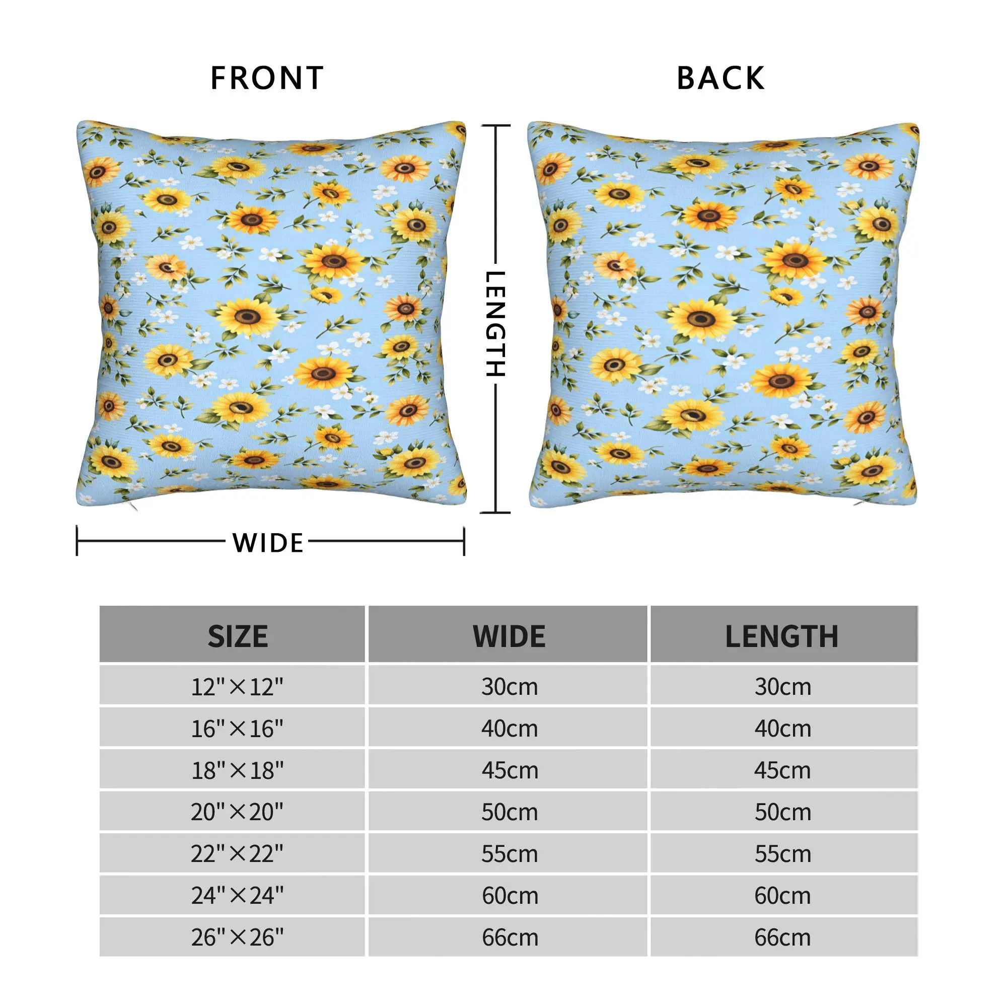 Watercolor Sunflower Meadow Pillow Case  Comfy Pillow Cover Funny Pillowcases For Couch Sofa Bedroom
