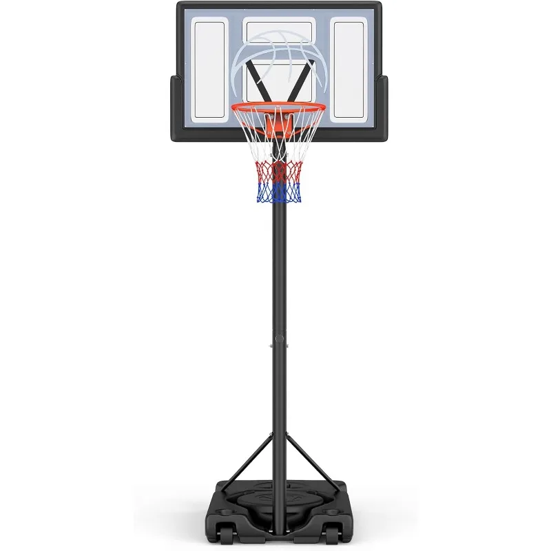 Yohood Basketball Hoop Outdoor 10ft Adjustable, Portable Basketball Hoop Goal System, 44 Inch Shatterproof Backboard,Larger Base