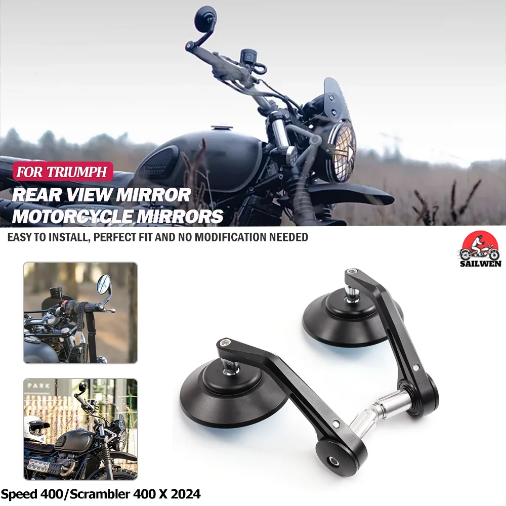 

Motorcycle Handlebar Mirror Retrofit Rear View Mirror For Triumph Speed 400 Scrambler 400 X Scrambler 400X 2024
