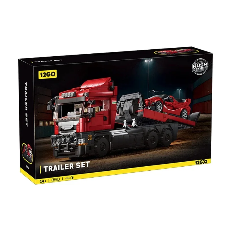 MOC Trailer Kit 12GO 95002 Building Blocks Model Sports Cars and Trucks Bricks Assembling Toys for Boys Christmas Gift Set