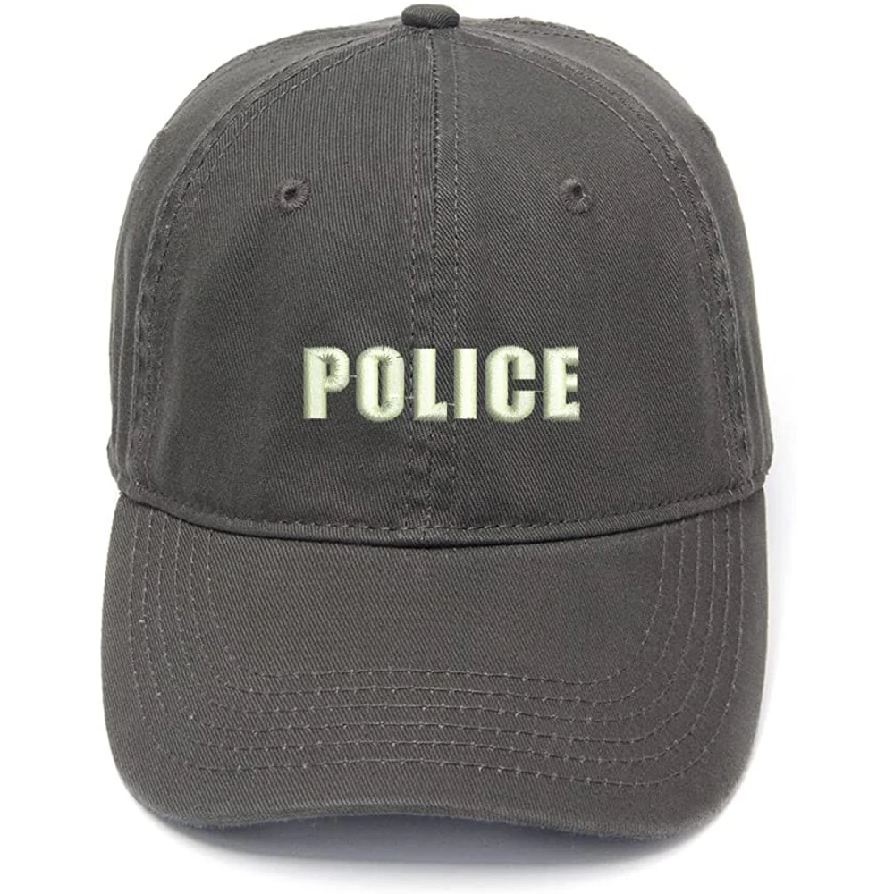 Lyprerazy Men\'s Baseball Cap Police Officer Embroidery Hat Cotton Embroidered Casual Baseball Caps