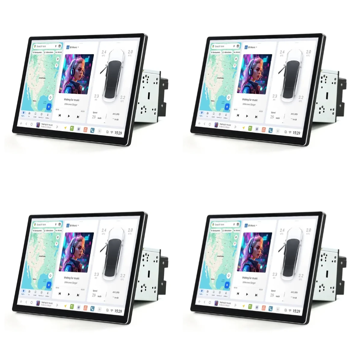 DUDU7 Dual DIN 360 Degree Shaking Head Unit 13 Inch Screen Car-play Android 13 for Universal