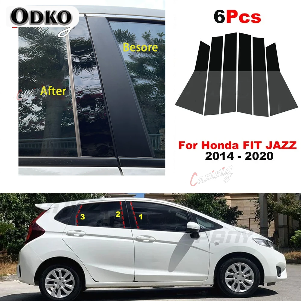 6Pcs Car Window Pillar Posts Door Trims Cover for Honda FIT JAZZ 2014 2015 2016 2017 2018 - 2020 BC Column Sticker Accessories