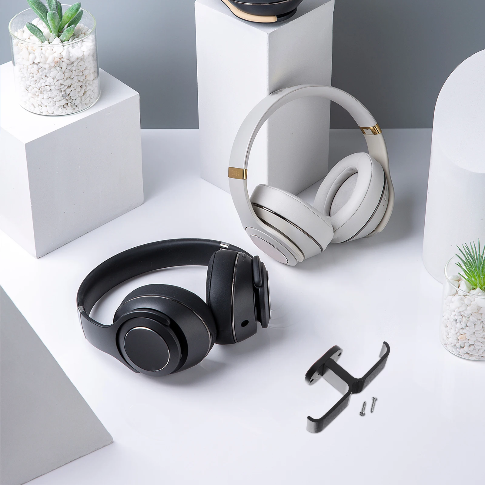 

Practical Headphone St Holder Under Desk Gaming Headset Rubber Durable Material Double Hook Design Saves Space Easy Installation