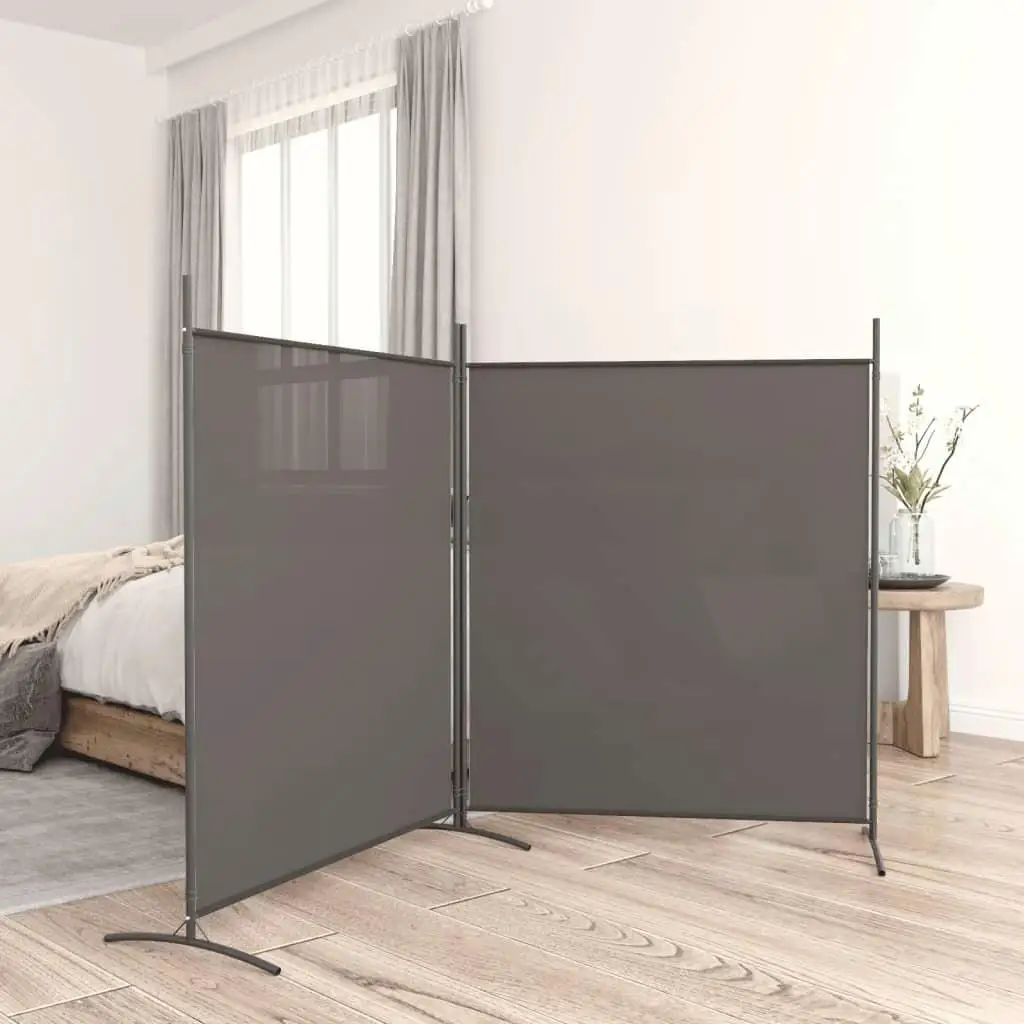 Stylish 2-Panel Fabric Room Divider - Anthracite 348x180 cm - Modern Home Decor Solution