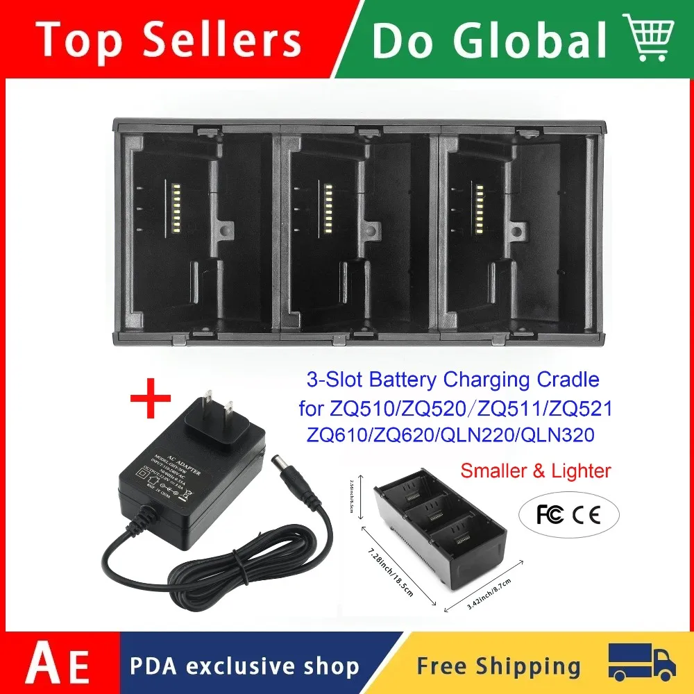 

3-Slot Battery Charging Base for zebra QLN220 QLN320 QLN420 ZQ630 QLN620 QLN610 ZQ510 ZQ520 ZQ511 ZQ521