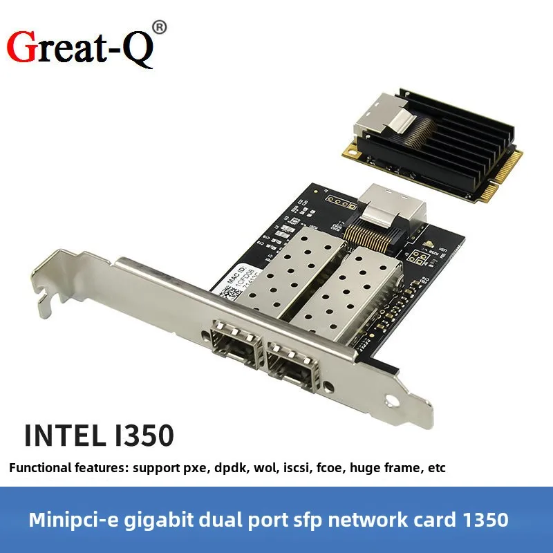 wholesale Mini PCIe Gigabit Fiber Optic Network Card I350AM2 Dual Port SFP Industrial Fiber Optic Network Adapter