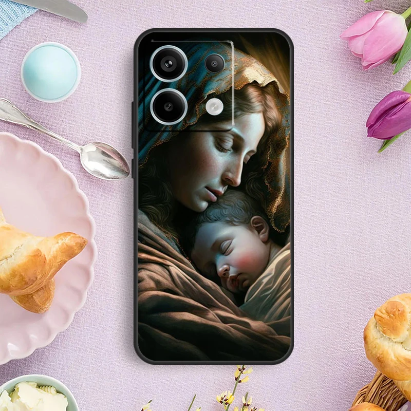 Virgin Mary And Jesus Case For Xiaomi Redmi Note 13 Pro Note 12 11 9 10 Pro 10S 11S 12S Redmi 13C 10C 12C Cover